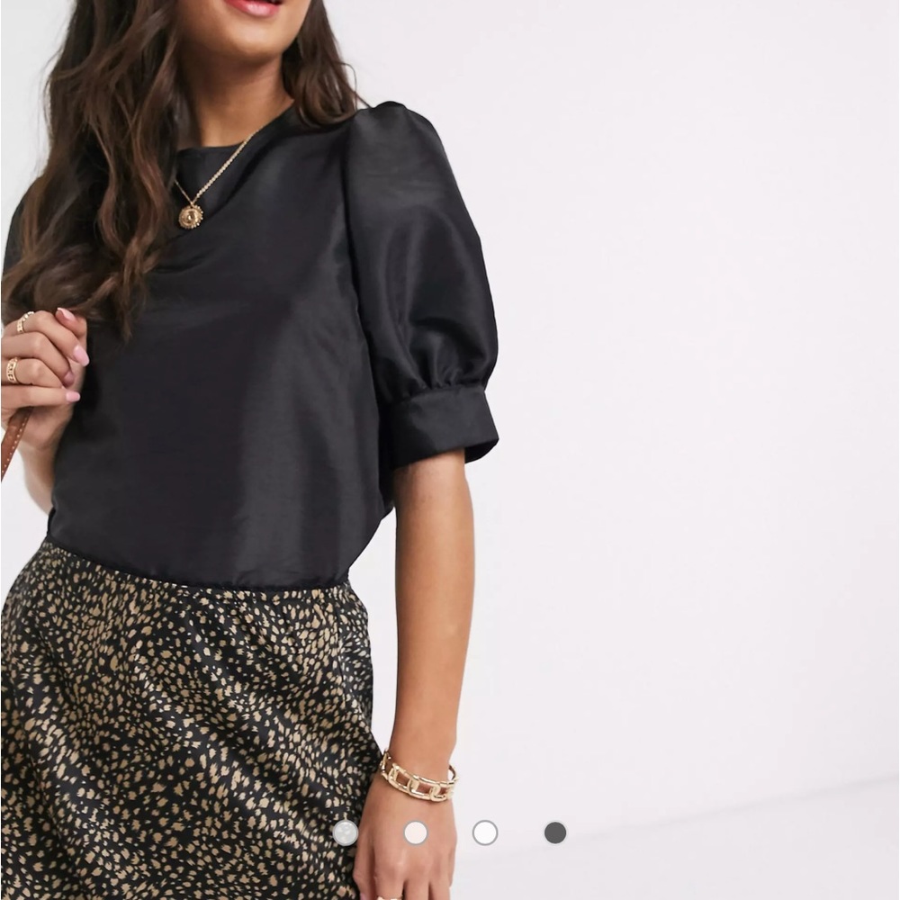 Satin look puff sleeve top